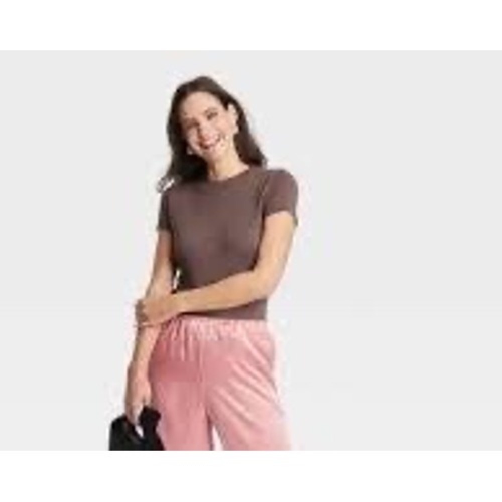 A‎ New Day Pink Satin Wide Leg Pants Elastic Waist Recycled Polyester Large NWT